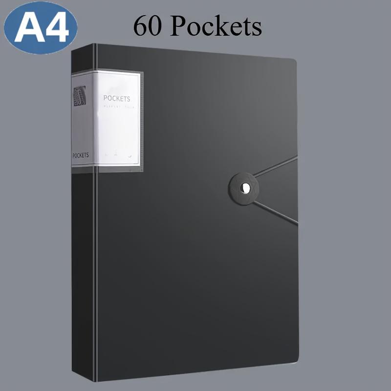 Durable 60-Pocket A4 Folder File Bag, High Transparency & Waterproof, Ideal for Exam Papers & A4 Size Documents,Perfect for Home