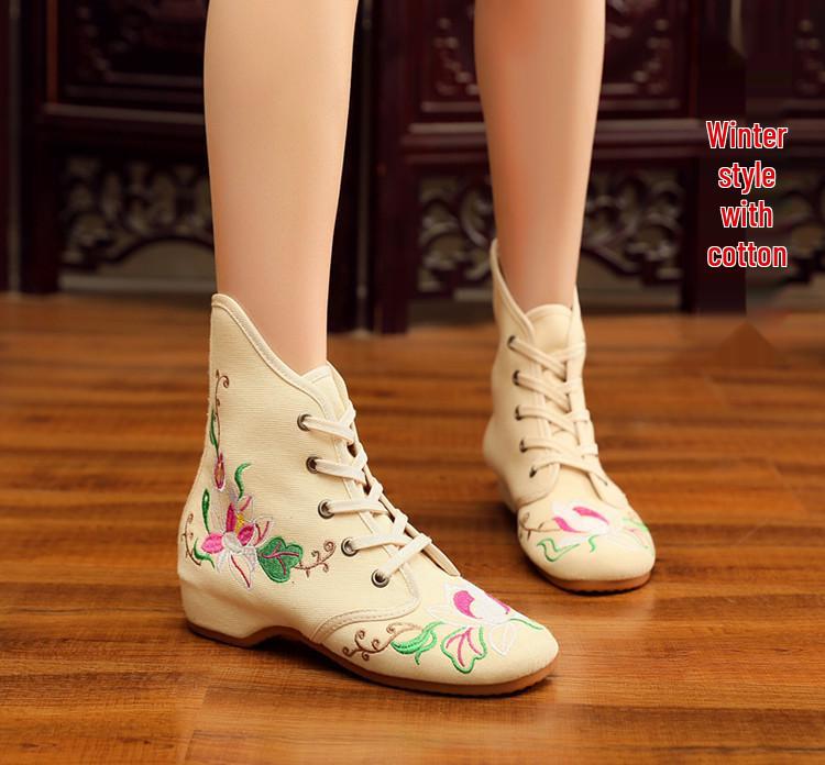 Damen Ethno-Stil Kurze Stiefel - Bestickte 3cm Absätze für Herbst/Winter
