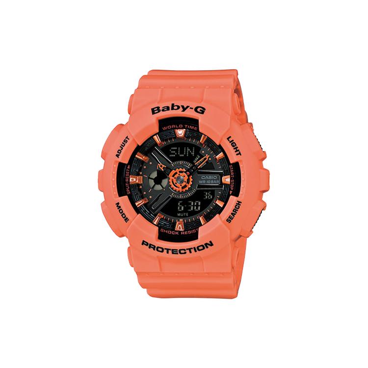 CASIO Women s BABY-G Black Watch BA-111-4A2 BA-111-4A2 Orange Red Strap
