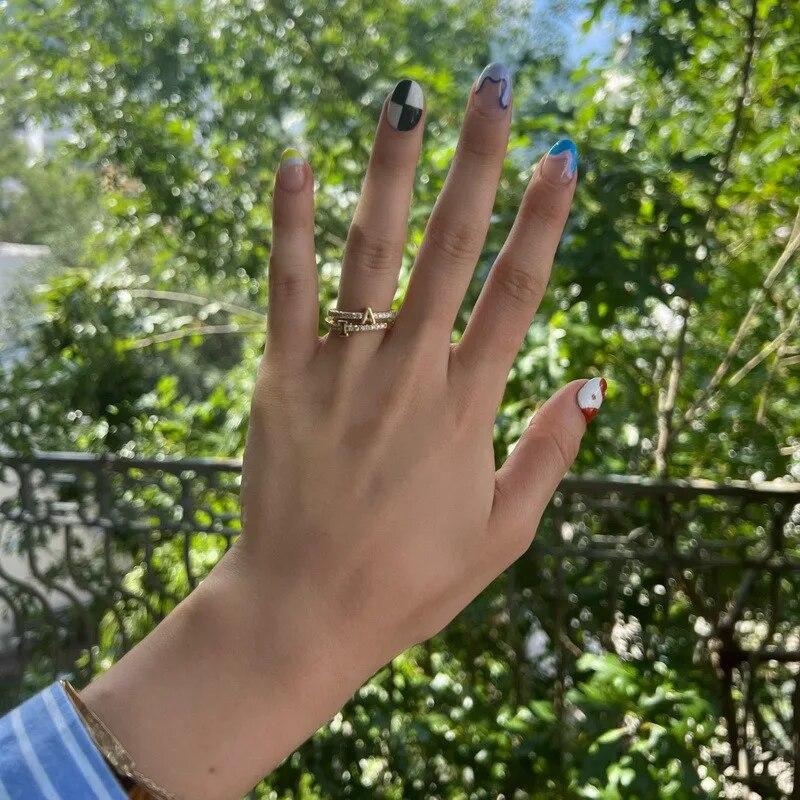 For Women Fashion Inlaid Zircon Adjustable Finger Rings Jewelry Gifts Wholesale