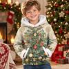 Kids Long Sleeve Christmas Print Casual Hooded Top for Boys and Girls Holiday Outfit