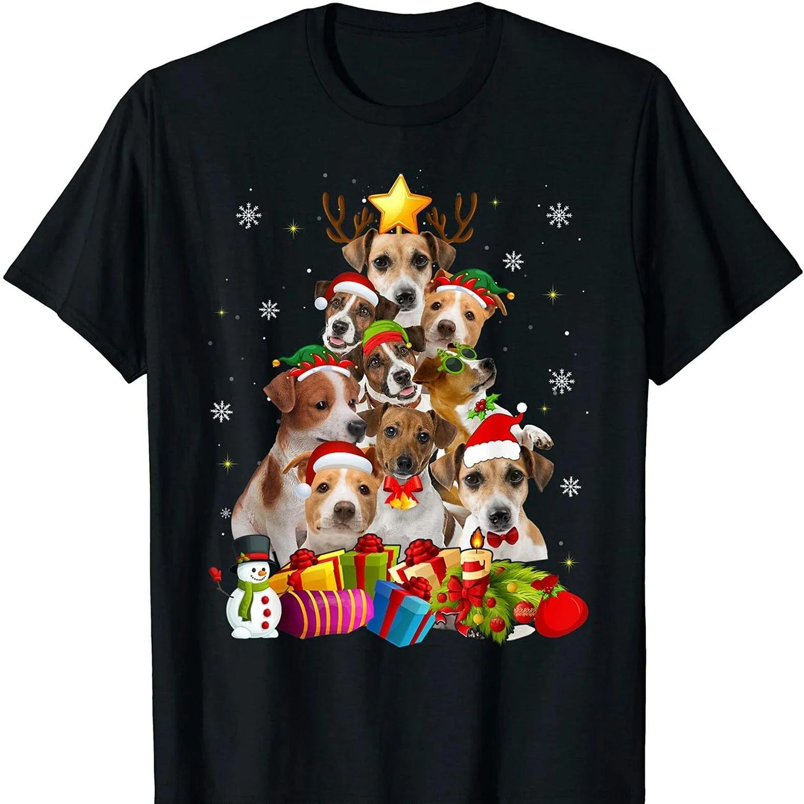 Jack Russell Terrier Christmas Tree Funny Dog Lovers Xmas Gift TShirt 100 Cotton ONeck Short Sleeve Casual Mens Tshirt S