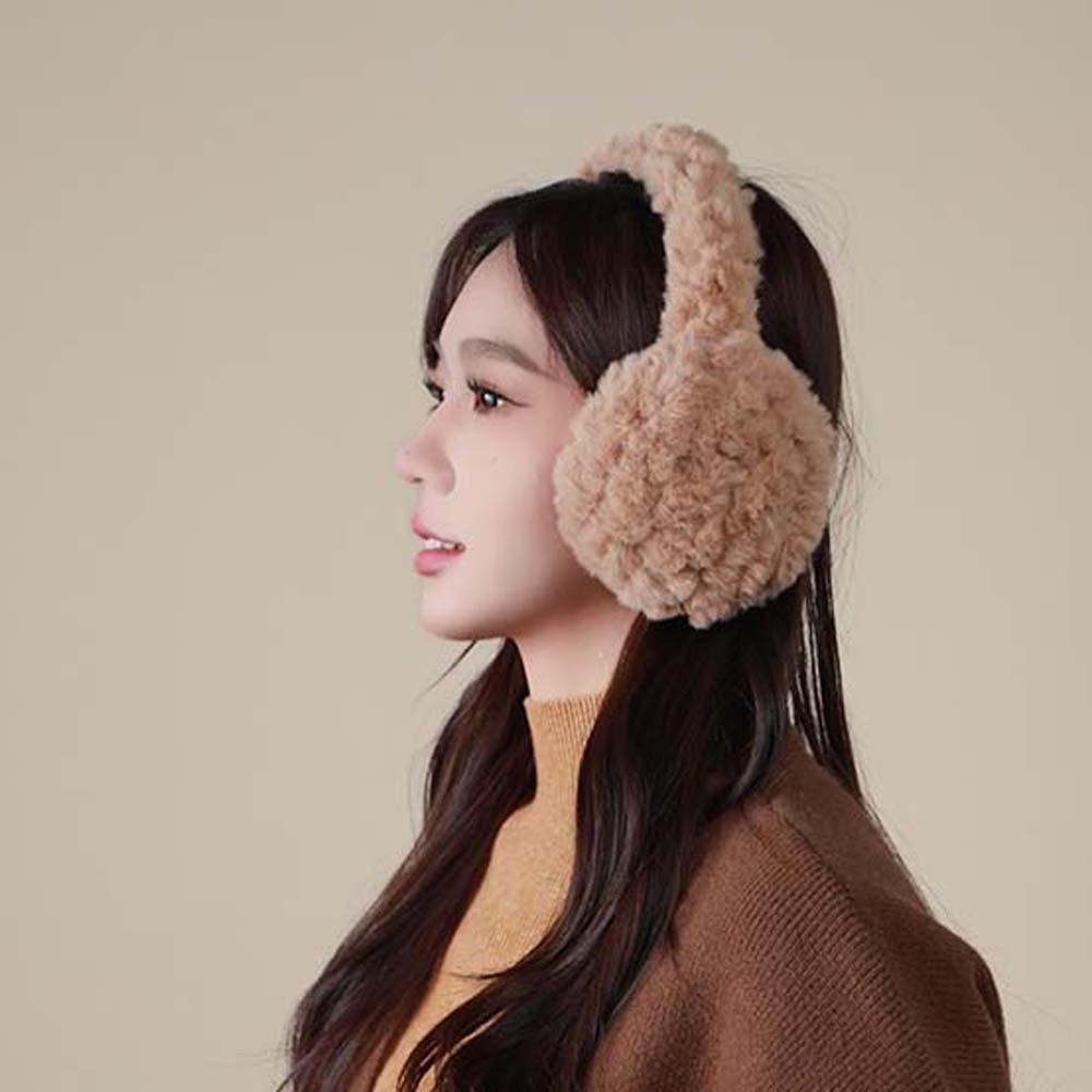 Soft Solid Color Earmuffs Windproof Winter Thicken Earflap Comfortable Foldable Ear Cover  Women