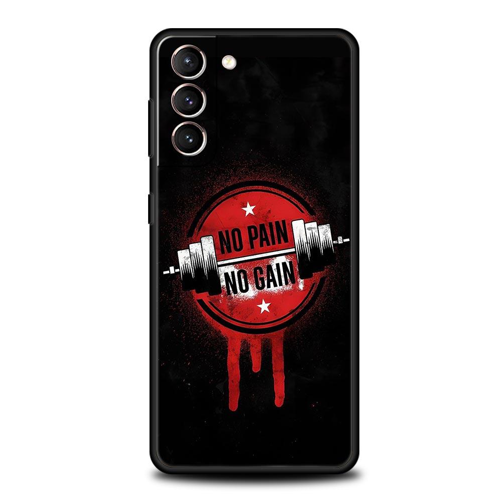 Gym Fitness Bodybuilding Phone Case For Samsung Galaxy S26 Ultra S25 Plus S24 FE S23 S22 5G S21 S20 Cover Black Soft