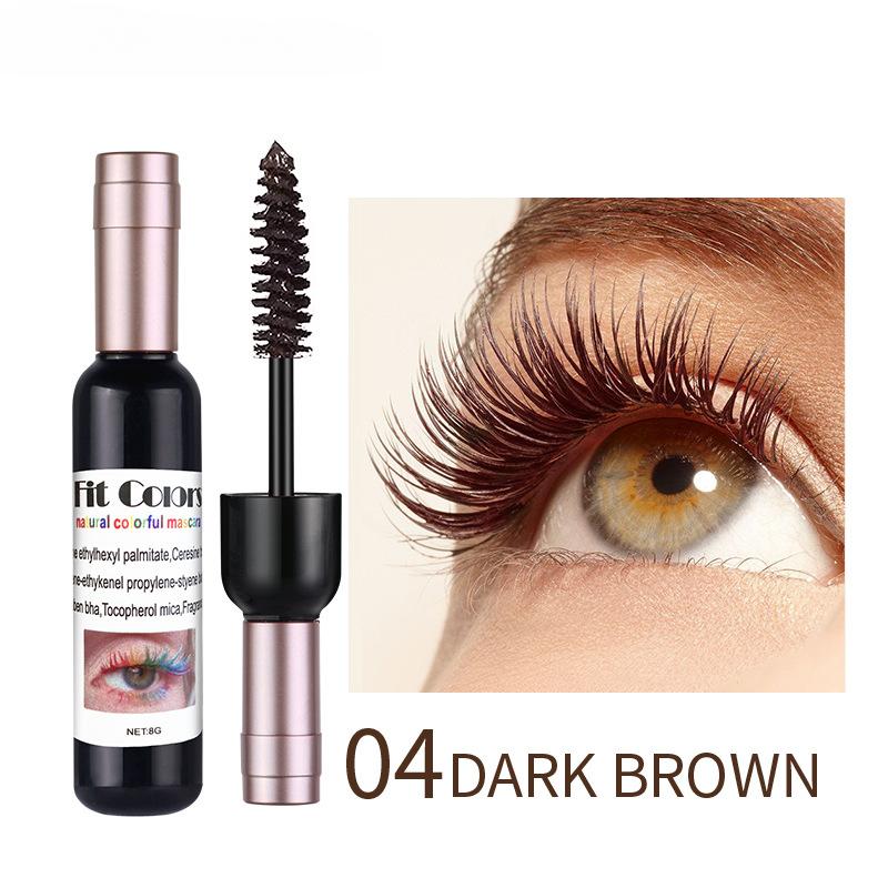 Mascara colorato Ricciolo naturale Lungo e spesso Mascara abbagliante impermeabile e resistente al sudore Design cosmetico per bottiglia di vino