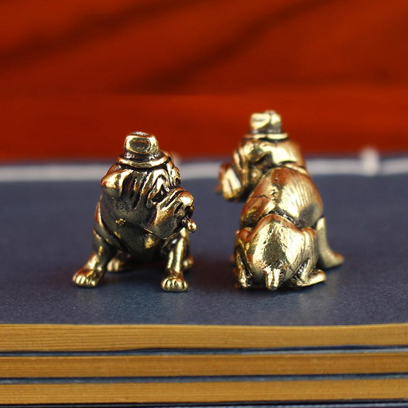 Cute Pet Dog Brass Figurines Shar Pei Animal Desk Decoration Home Decor Gift