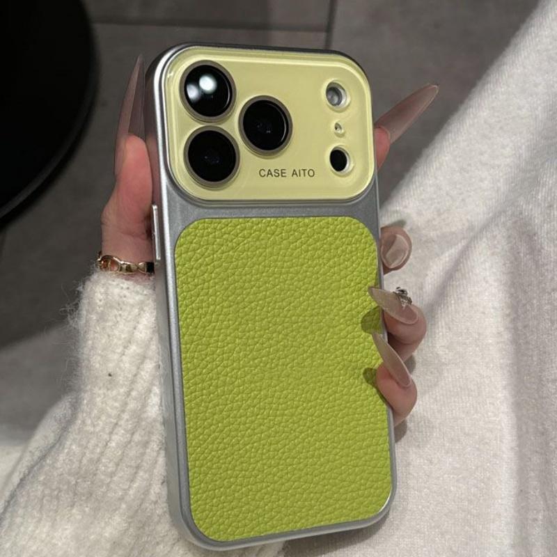 Luxury Crystal Large Window Candy Leather Case for iPhone 17 16 15 14 13 Pro Max 17Pro Shockproof Armor Bumper Plating Cover