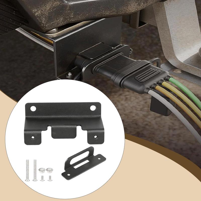 2x 4 Pins Trailer Wiring Harness Brackets Rustproof RV Plug Connection Mount