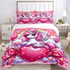 Unicorn Fantasy Heart Print 3Pcs Bedding Setduvet Cover With 2 Bedropillowcase Home Birthday Gift
