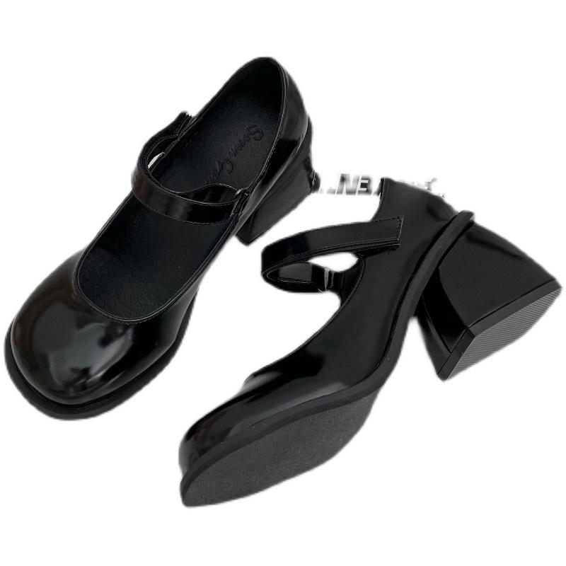 Retro Mary Jane Schuhe Weibliche Runden Kopf Neue Japanische Mädchen Jk Uniform Kleine Leder Schuhe High Heels Dicke Ferse Schuhe