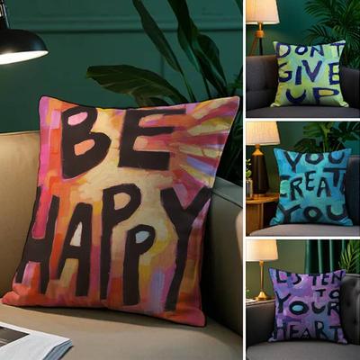 Fashion Colorful Letter Pillow Case Plush Fabric Soft Pillowcase Double Sided Print Sofa Cushion Cover Throw