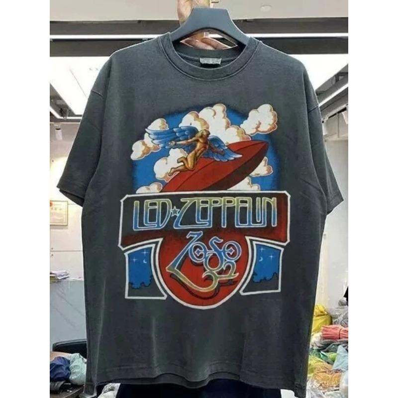 Led Zeppelin Rock Band Short Sleeve Black Color Unisex Tshirt Reprint S