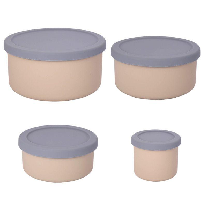 

ABWR-Silicone Food Storage Containers With Lids Leak Proof Space Saving Reusable Meal Prep Airtight Containers For Kitchen светло-коричневого