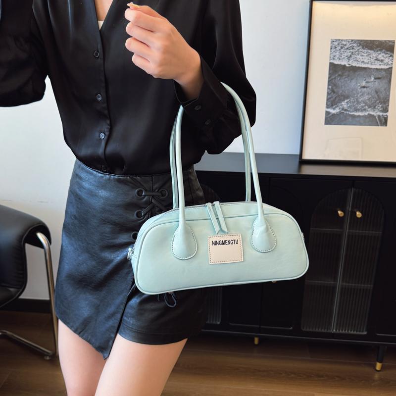 Neon Green Leather Shoulder Bag for Women - Trendy Baguette Handbag with Detachable Strap, Fashion Retro Purse