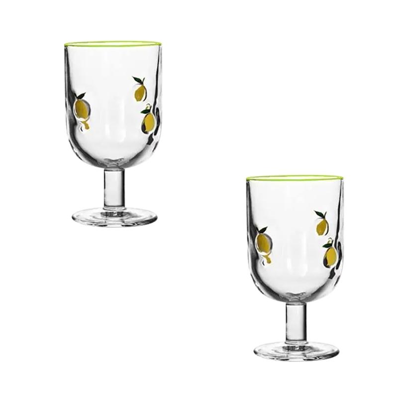 

Lemon Pattern Glasses Juice Cup 360ml Durable Drinkware For Home Pubs Decors