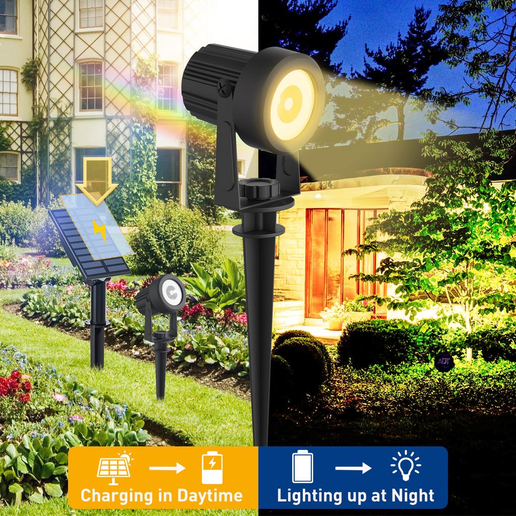 Super 2PCS Bright Solar Spotlight Solar LED Light Outdoor IP65 Waterproof 3000K6000K Solar Lamp For Garden Decor Solar Light