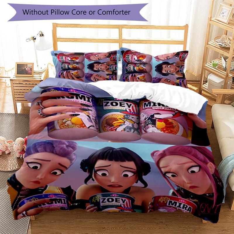 KPOP Hunter 3pcs Bedding Set Duvet Cover Closure Includes 1 Duvet Cover & 2 Pillowcases for All Seasons Bedroom Home Dorm Decor