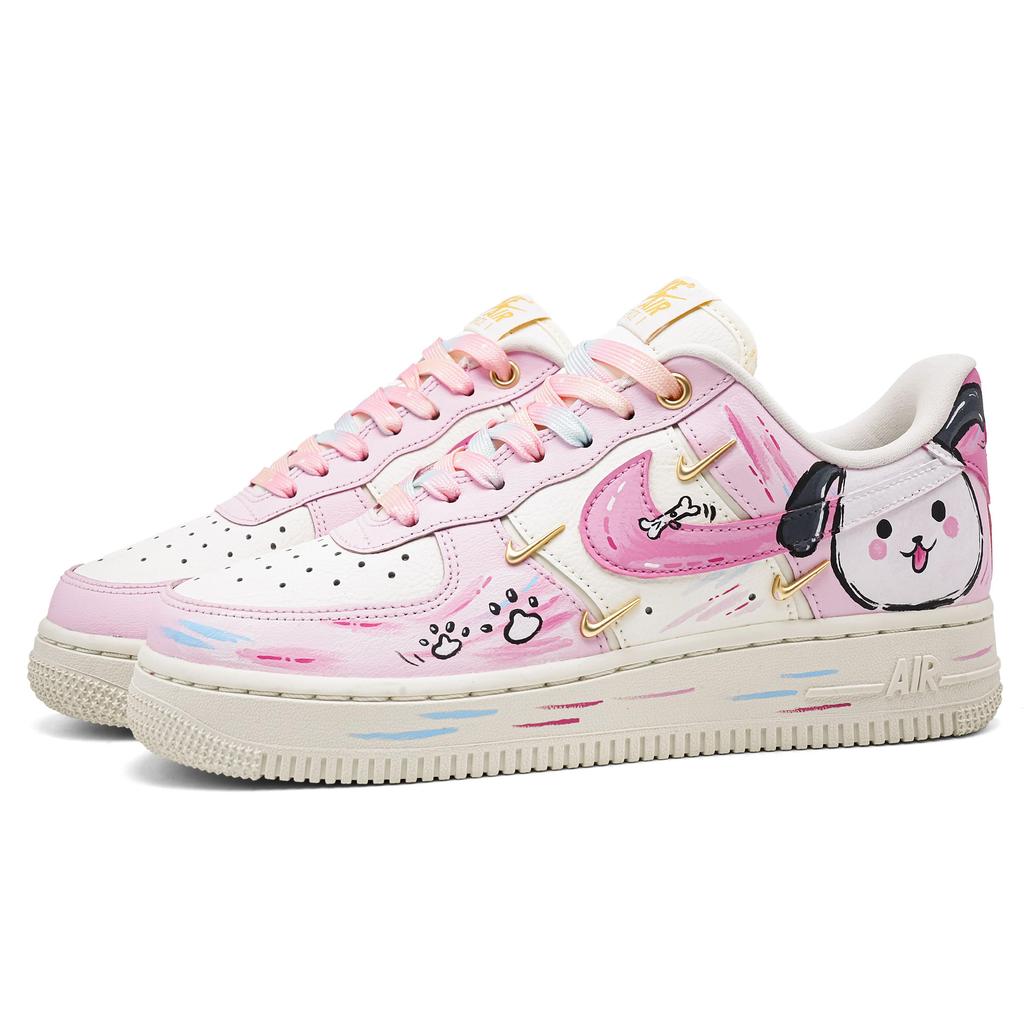 Nike Air Force 1 Happiness Puppy Lightweight Low Top Skateboard Shoes Women's White Pink IB2574-600(Team1690-)