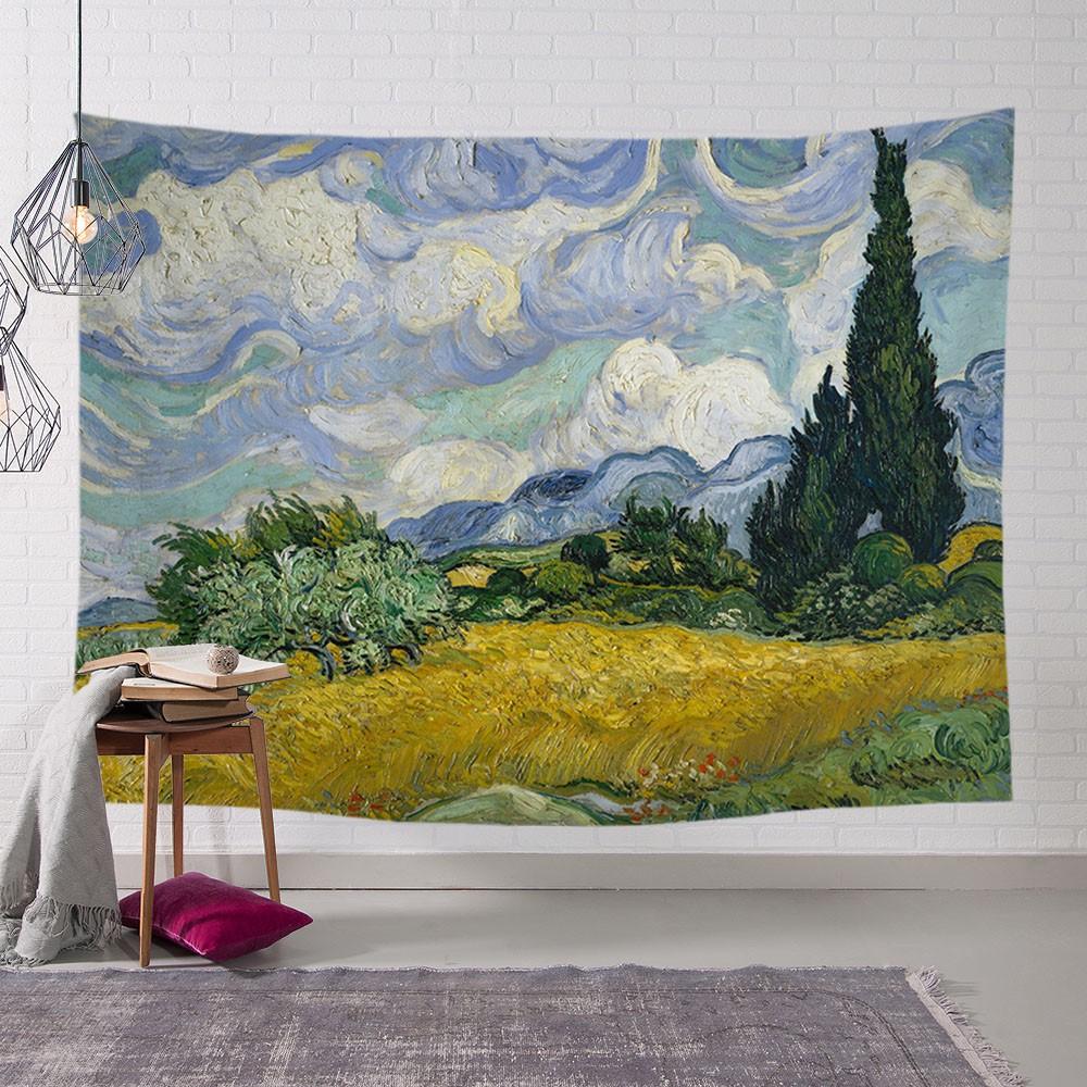 Home Decor Painting Pattern Tapestry Wall Hanging Creative Art Oil  Background Cloth Bedroom