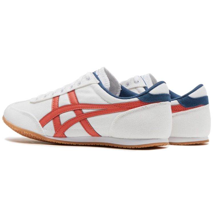 Onitsuka Tiger Men's Machu Racer White Orange Fabric Lace-Up Sneakers 1183A858-101