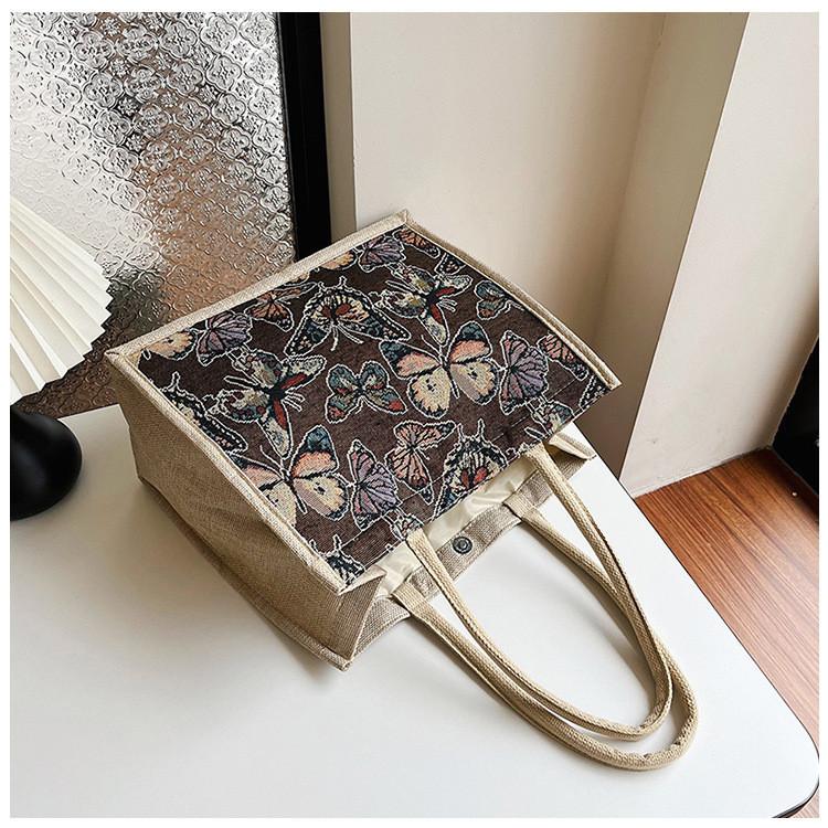 

Stylish And Spacious Beige And Brown Canvas Tote Bag For Women Ideal For Casual Travel Brown