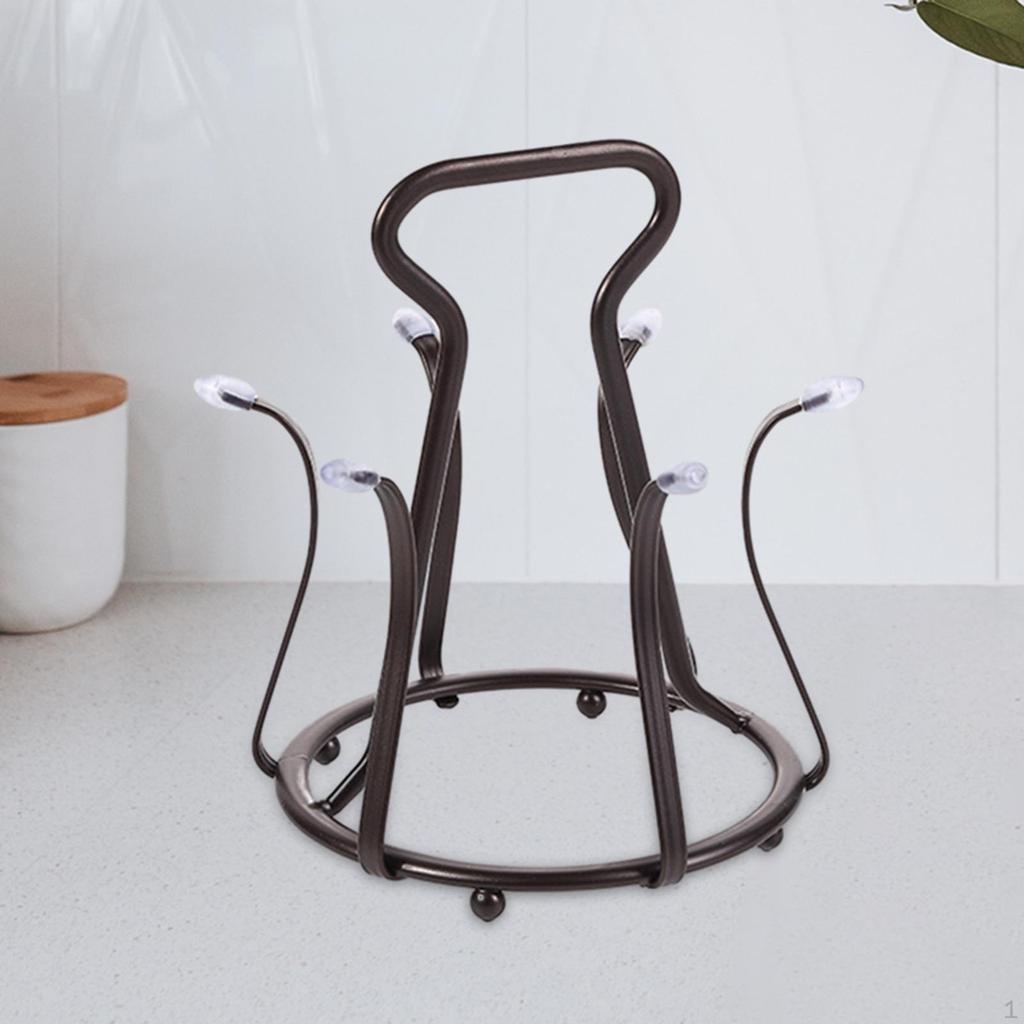 Cup Drying Rack Glass Cups Stand Holder, Multipurpose 6 Holder Iron Mug