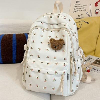 High Value Small Fresh Floral Girl Student Backpacks College Style Large Capacity Nylon Schoolbag College Students Teenagers Going Out Travel Rucksack