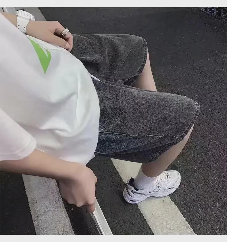 Men's Summer Japanese Straight Denim Wide-Leg Casual Mid-Length Shorts