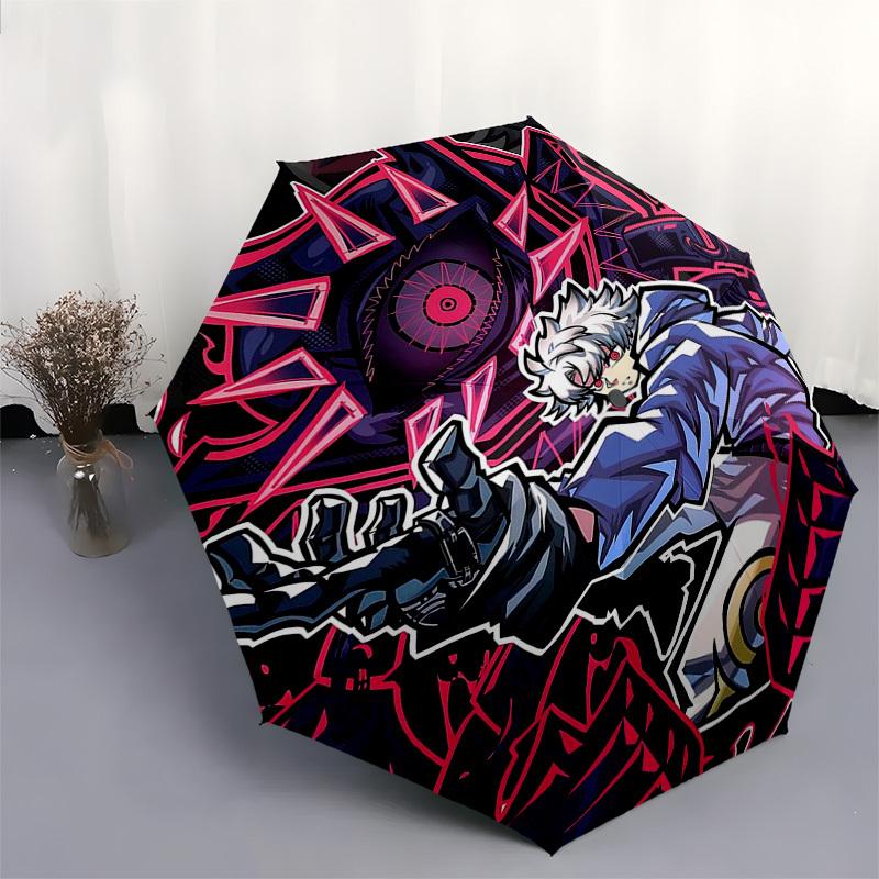 1pc Killua Zoldyck Outdoor Umbrella - Automatic Opening/Closing, Portable Tri-Fold Design with 8-Rib Iron Frame, Perfect Gift for Fans, Travelers