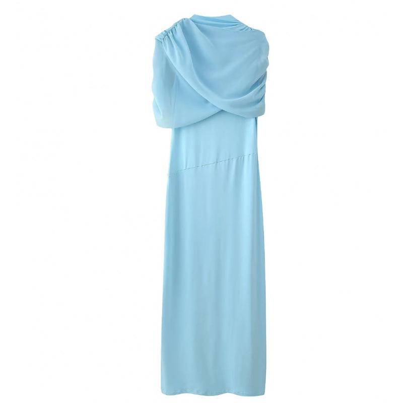 Women s Slim Fit Ruched Sleeveless Slit Long Dress – European and American Style Large