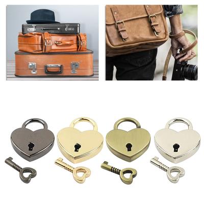 Metal Wishes Lock Mini Heart Vintage Padlocks With Key Jewelry Box Decorative Padlock for Lovers, Girls, Students