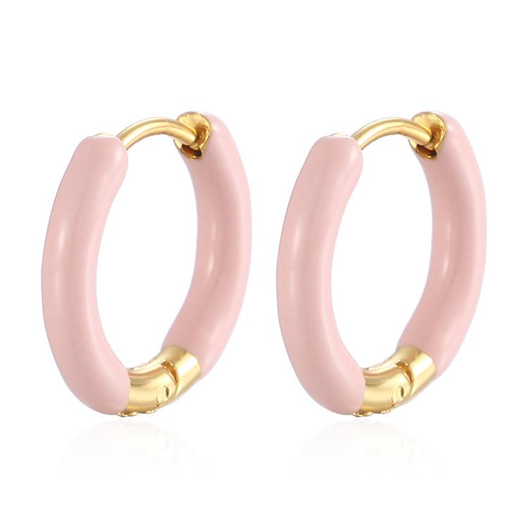 Round Wire Oil Drop Circle Stainless Steel Earrings - Retro Dopamine Design