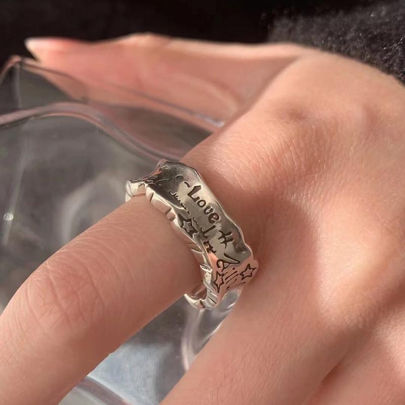 Copper Chic Adjustable Ring With Vintage Inspired Love And Star Design Perfect For Women