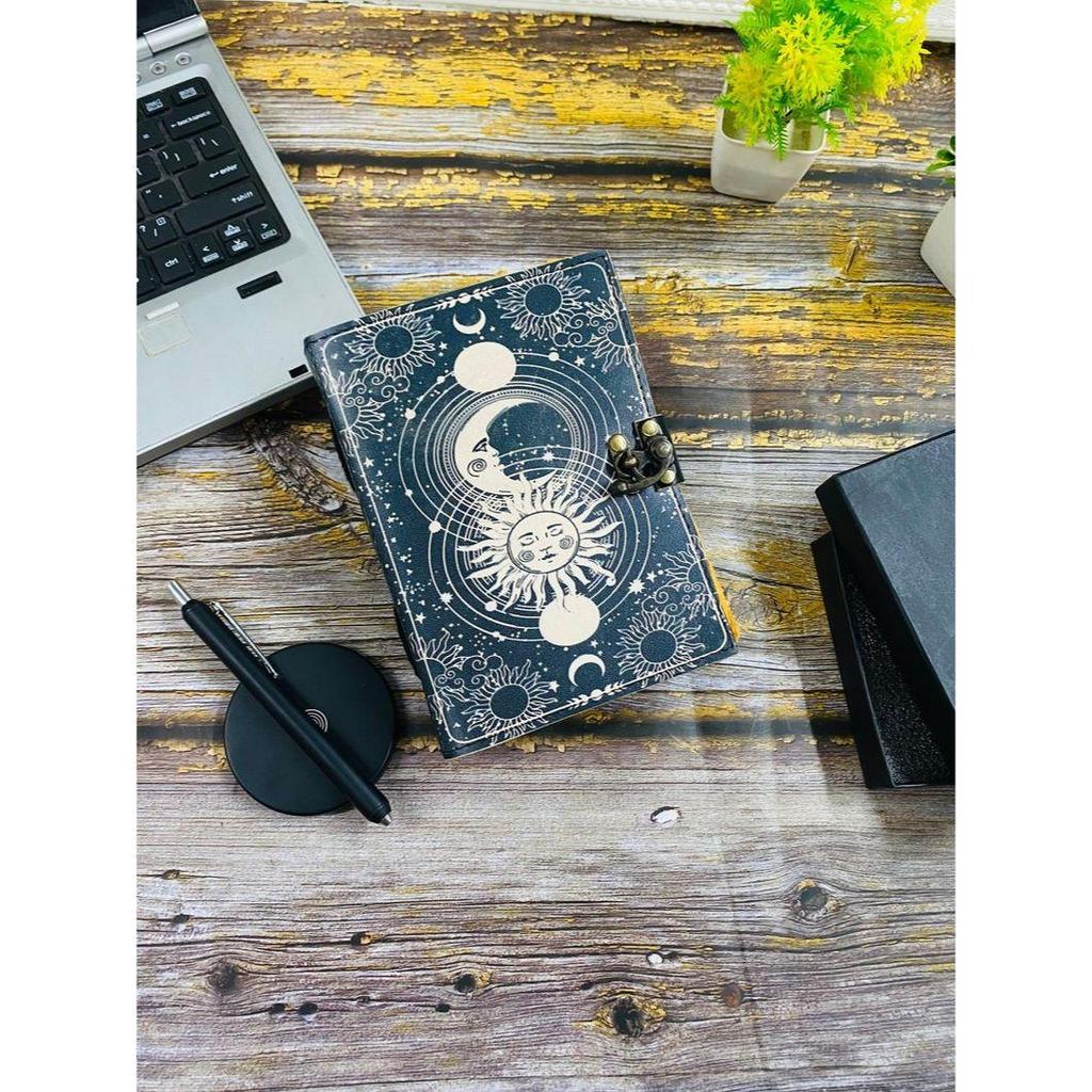 Sun and Moon leather journal Notebook -Diary Writing journal daily journal Witchcraft Grimoire journal Book of shadow