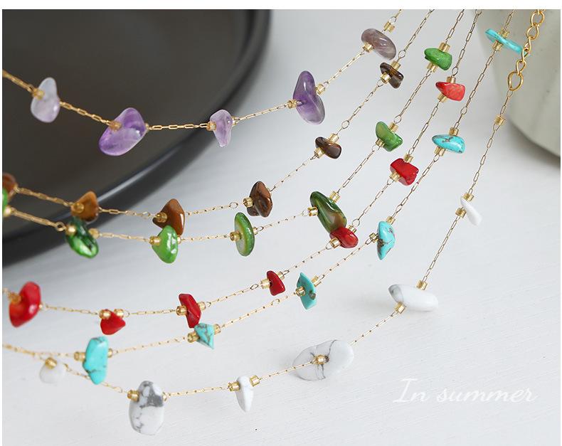 Collana clavicola in Acciaio Titanio Oro 18K Turchese - Gioiello di Lusso Francese Versatile per Donne