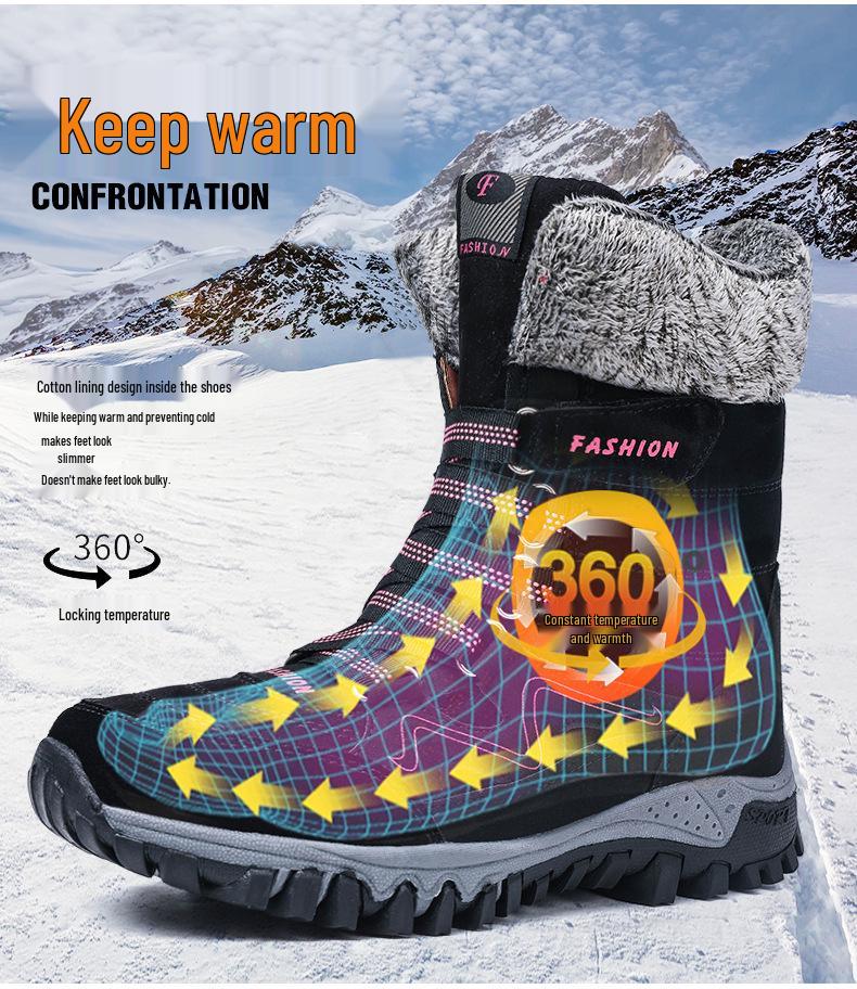 Plus Size Women's High-Top Snow Boots – Autumn/Winter Bestseller, Velvet Lined and Warm.