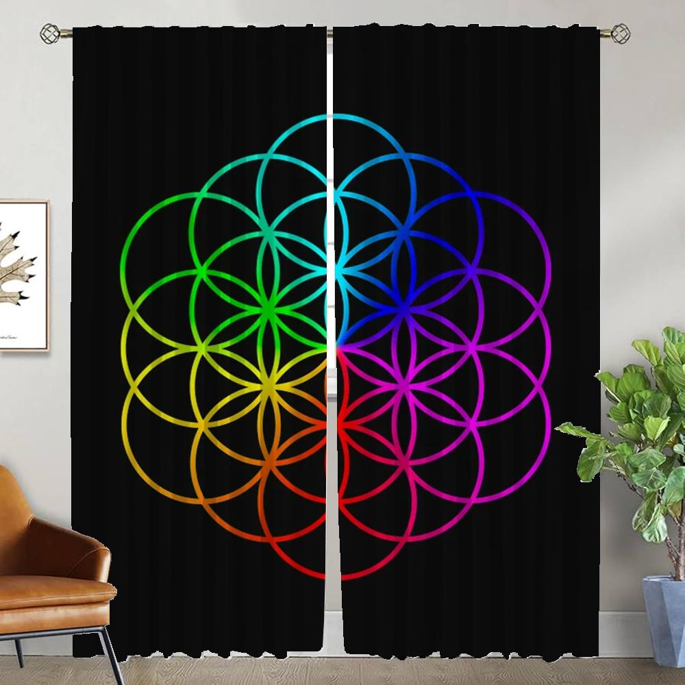 Window Curtain for Room 2 Panel Rock-coldplays Blackout Curtains Home Interior Curtains Tulle for Bedroom Halloween Decoration