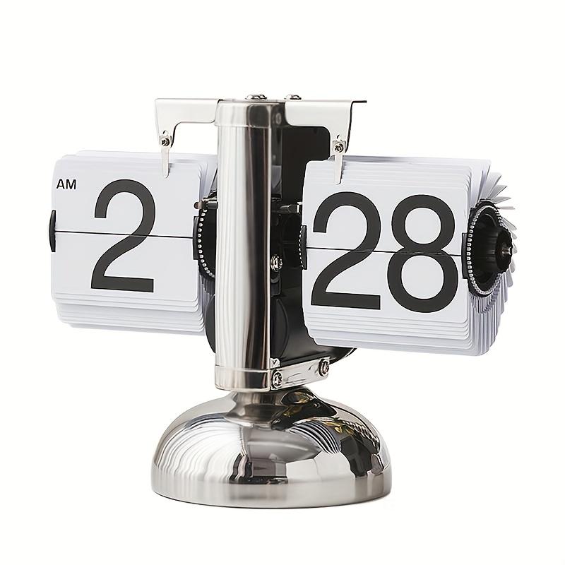 Vintage European Flip Clock Small Balance Automatic Single Leg Table Desk Craft Clock for Home Living Room