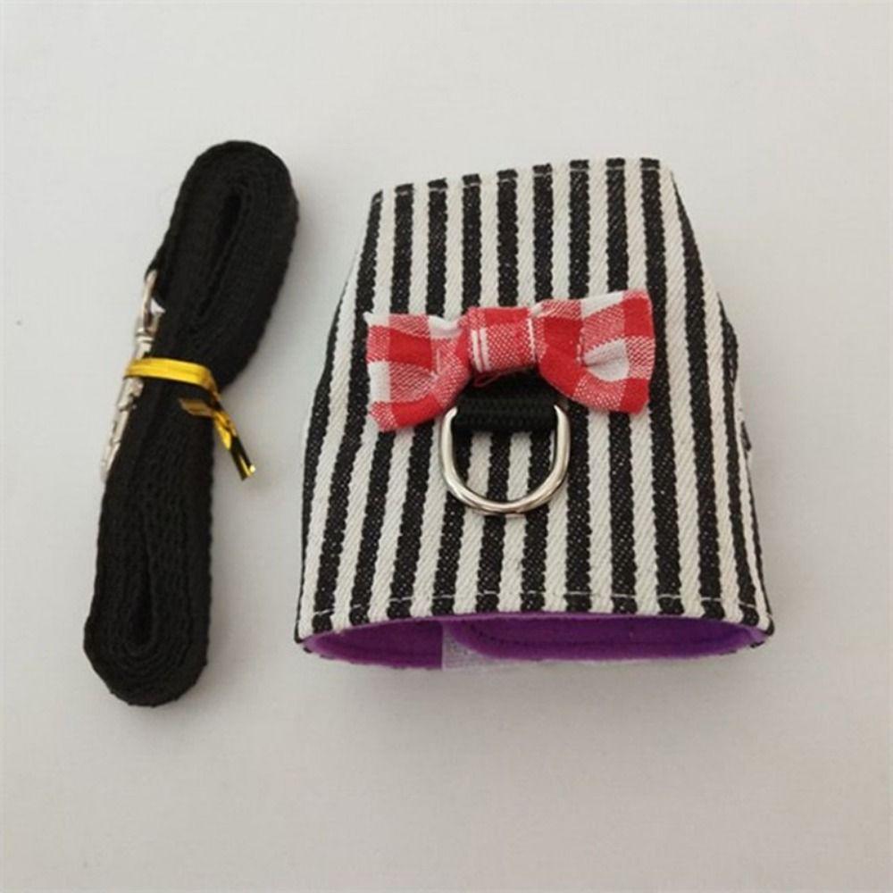 Breathable Small Pet Harness and Leash Set Adjustable Bowknot Hamster Collar Vest Easy To Wear Comfortable