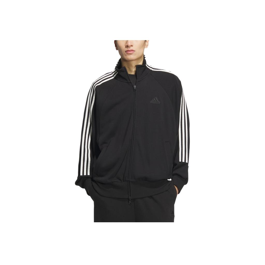 Adidas 3-Stripes Knit Track Top Retro Sports Stand Collar Casual Side Stripe Jacket Unisex Jacket Black JI6649