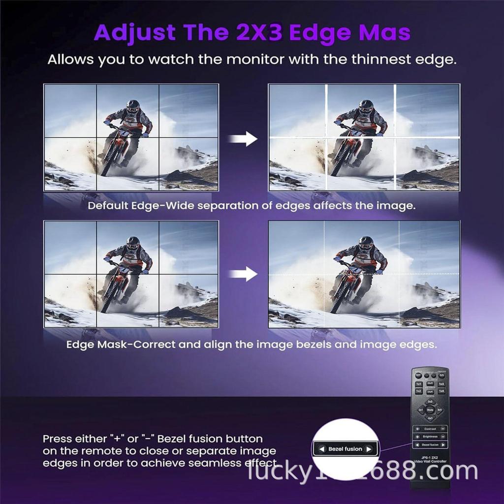 HD 4K Screen Controller: Combines Six Monitors into One Large Display (2x3)
