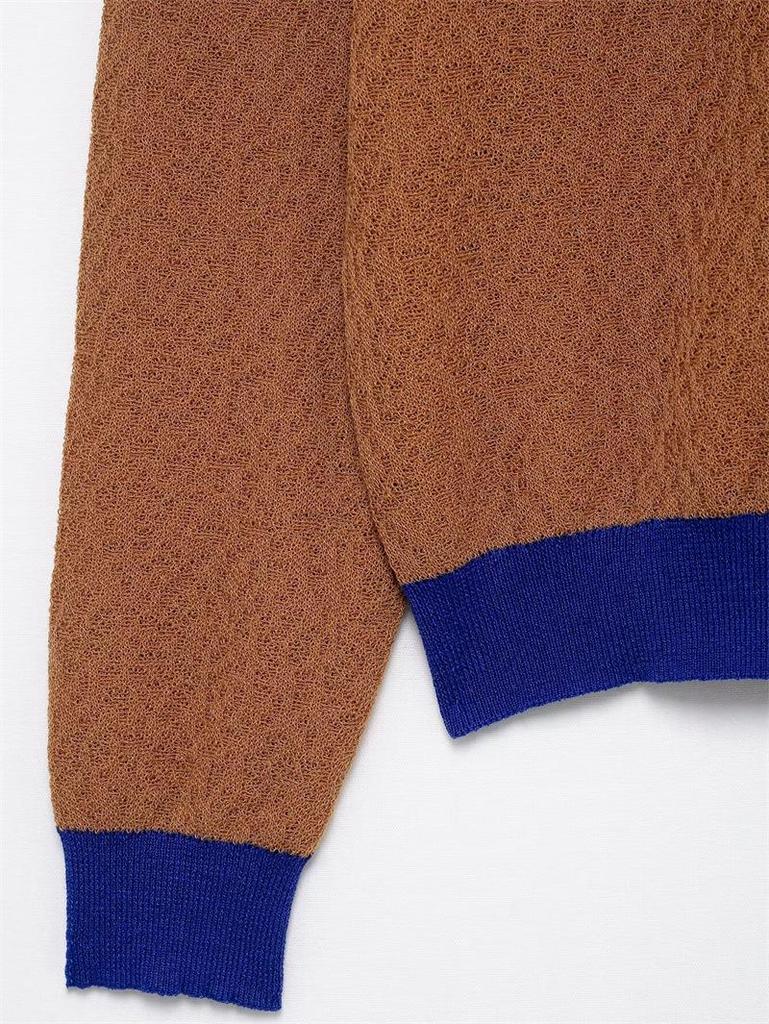 TAOP&ZA Jarní/Letní Dámský Ležérní Jednořadý Pletený Kardigan s Patchworkem