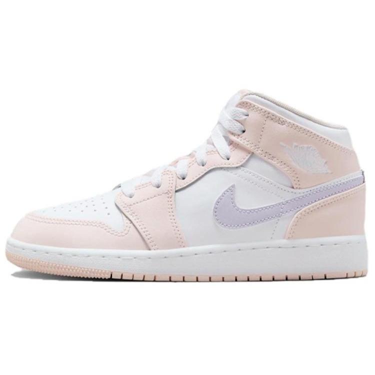 Jordan Air Jordan 1 Slip Resistant Abrasion Resistant Mid Top Vintage Basketball Shoes GS White Pink Blue FD8780-601(Team-)-Random Packaging Bags