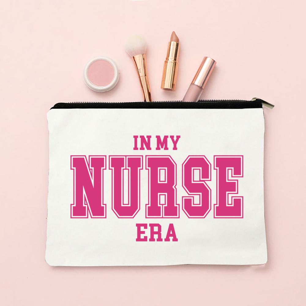 

In My Nurse Era Print Women Cosmetic Bag Travel Neceser Toiletries Organizer Bags Women Canvas Make Up Case Best Gift for Nurse