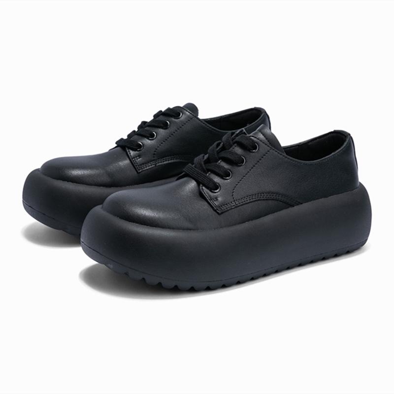 

Модная AIYUQI 2025 новая женская обувь Толстоподошвенные платформенные туфли на шнуровке женские Большого размера повседневная спортивная обувь для женщин 43 чёрный