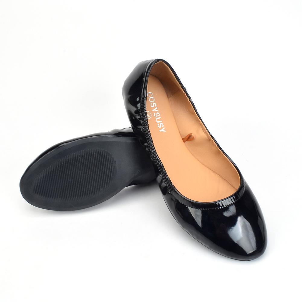 Patent Leather Egg Roll Shoes 2025 Spring and Autumn Soft-soled Women's Single Shoes Light Mouth Shoes