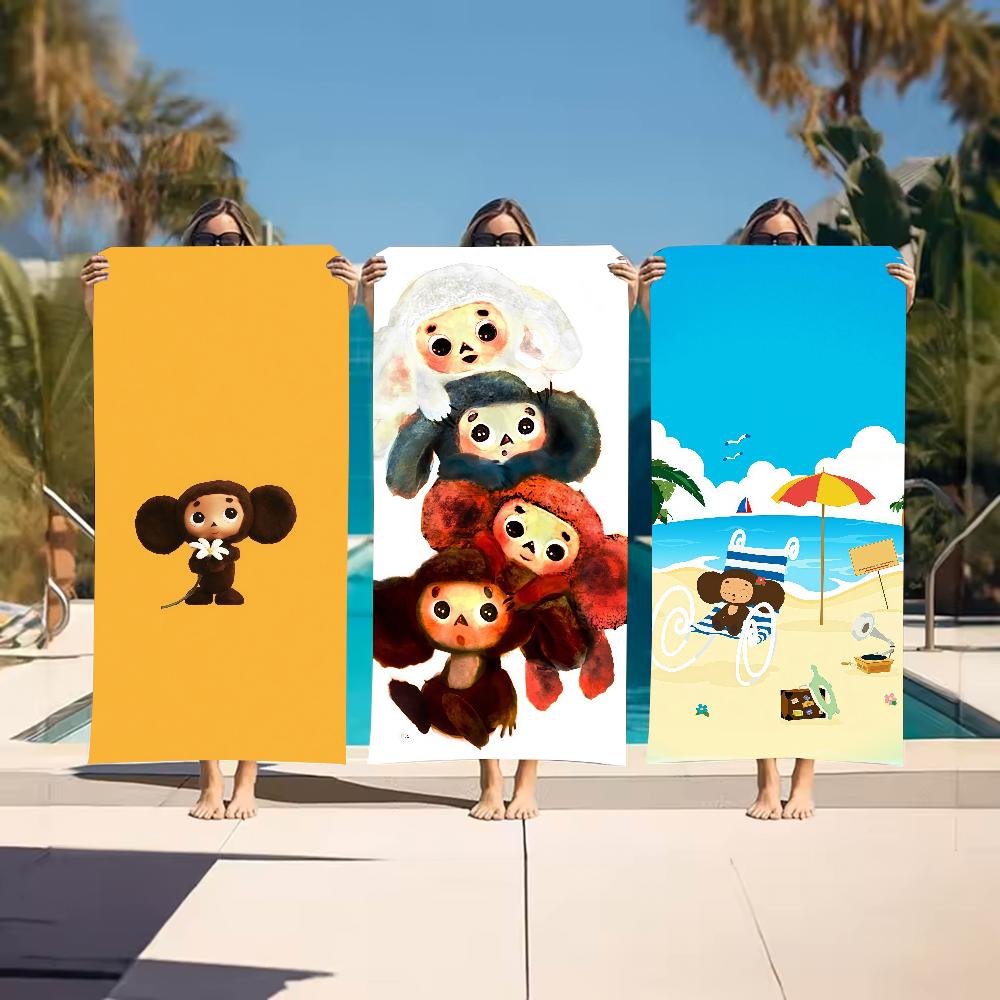 Cartoon Cheburashka Cute Towel Sports Quick Dry Travel Camping Gear Sandproof Soft Light Large Beach Towel