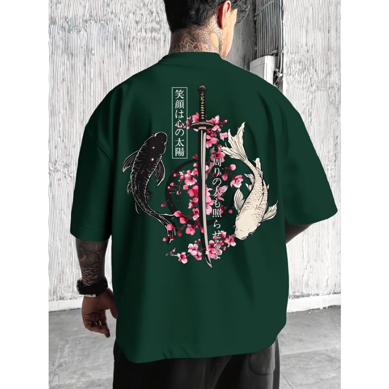 T-shirt Imprimé Fleur de Cerisier Japonais Hommes Femmes Été Automne Quotidien Sports d'Extérieur Décontracté Lâche Street Manches Courtes