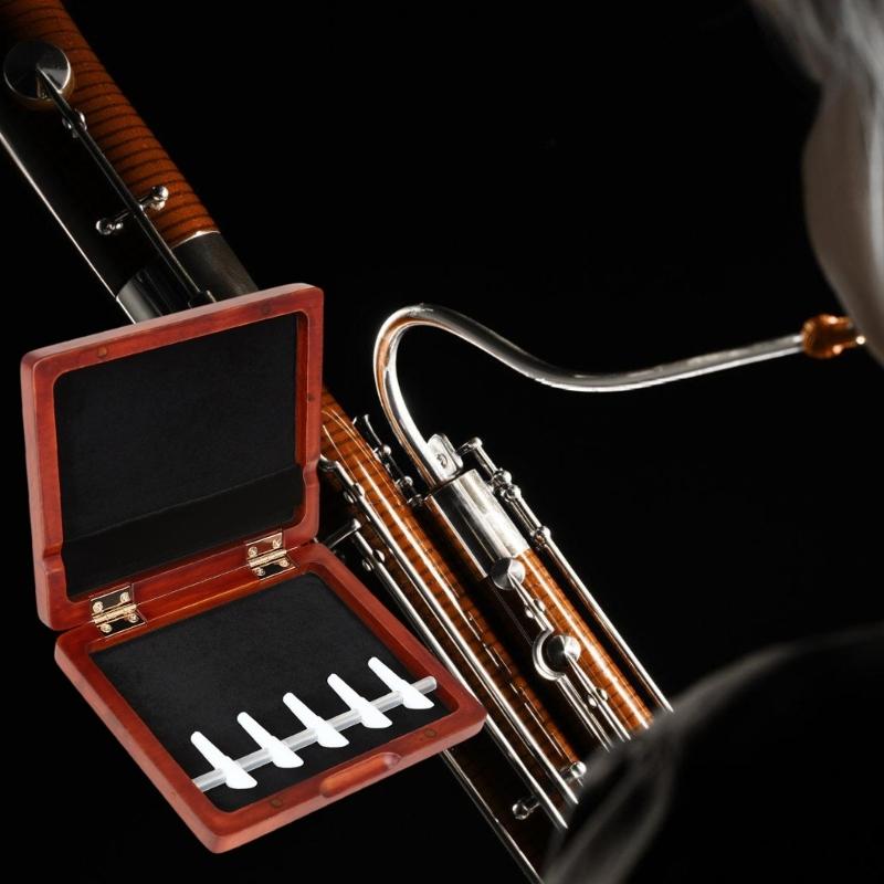 Portable Bassoon Reed Organizer Case Portable Wood Storage Box Reed Holder Protective Case Wood Texture for 5 Reed