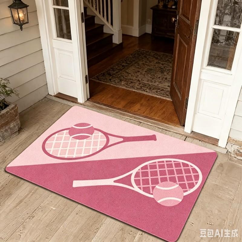 Tennis Racket Door Mat Anti Slip Sports Ball Welcome Doormat Orange Green Floor Rug Kitchen Carpet Living Room Entrance